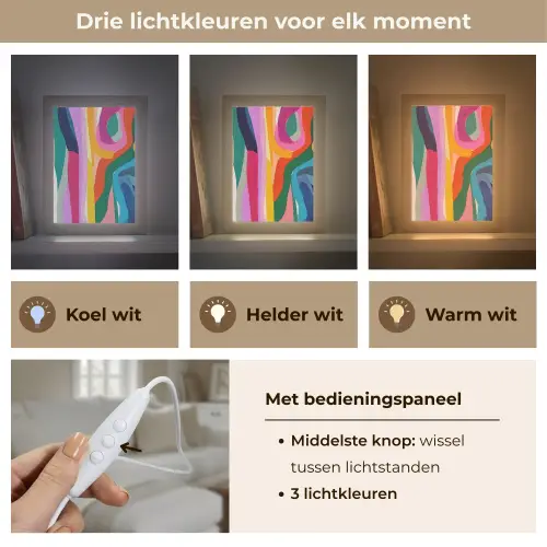 Abstract - Kleurrijk - Golven - Lijnen Light Box met kabel (Tafellamp) klein -USP_lichtkleurNL