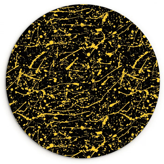 Spat - Waterverf - Geel - Zwart Wandcirkel kunststof plaat 5mm dik klein 188 -3d
