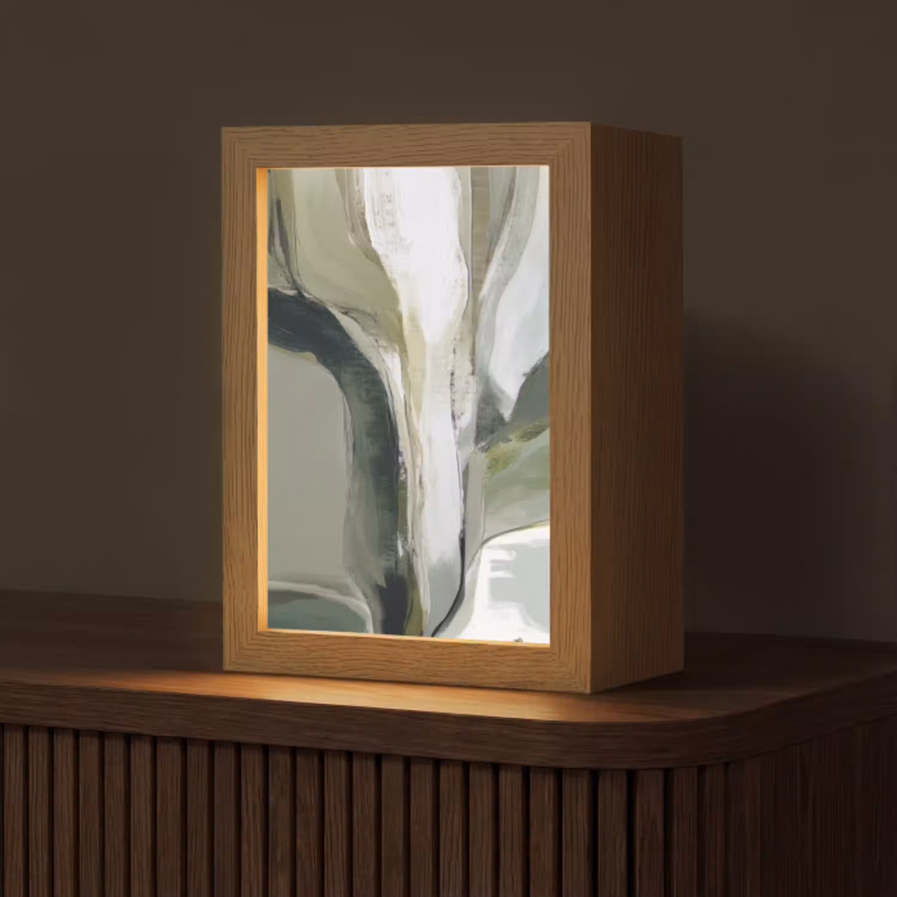 Natuur - Abstract - Groen - Penseelstreken Light Box met kabel (Tafellamp) klein -z3d_website