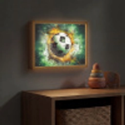 Bal - Voetbal - Groen - Oranje - Rook Light Box met batterij (Wandlamp kind) middel -sfeer5_kind