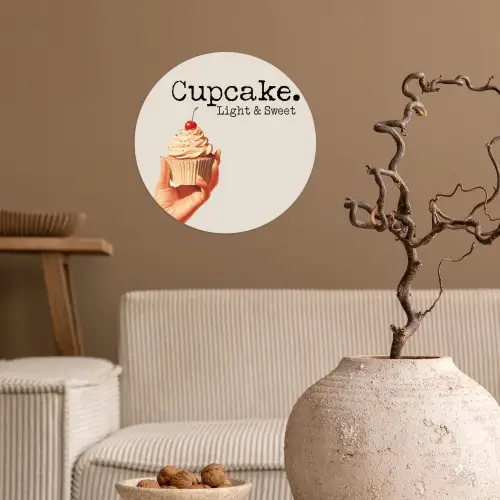 Cupcake - Zoet - Kers Wandcirkel behangsticker klein -sfeer1