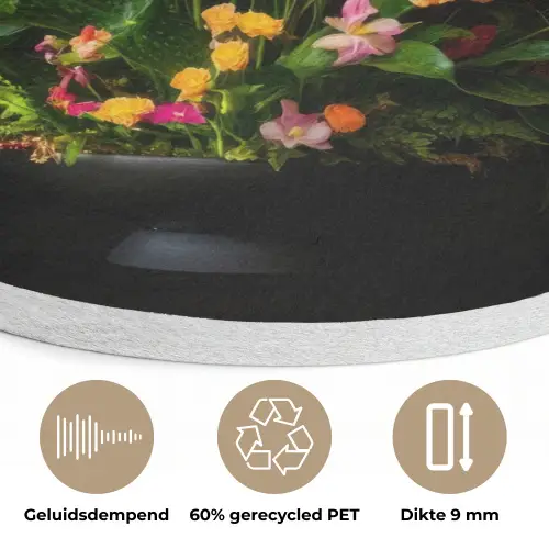 Bloemen - Vaas - Kleurrijk Akoestische PET Vilt - Rond klein -closeup_NL