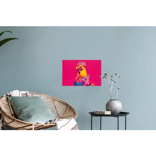 Haan - Kleurrijk - Kimono - Roze Muursticker klein -plant