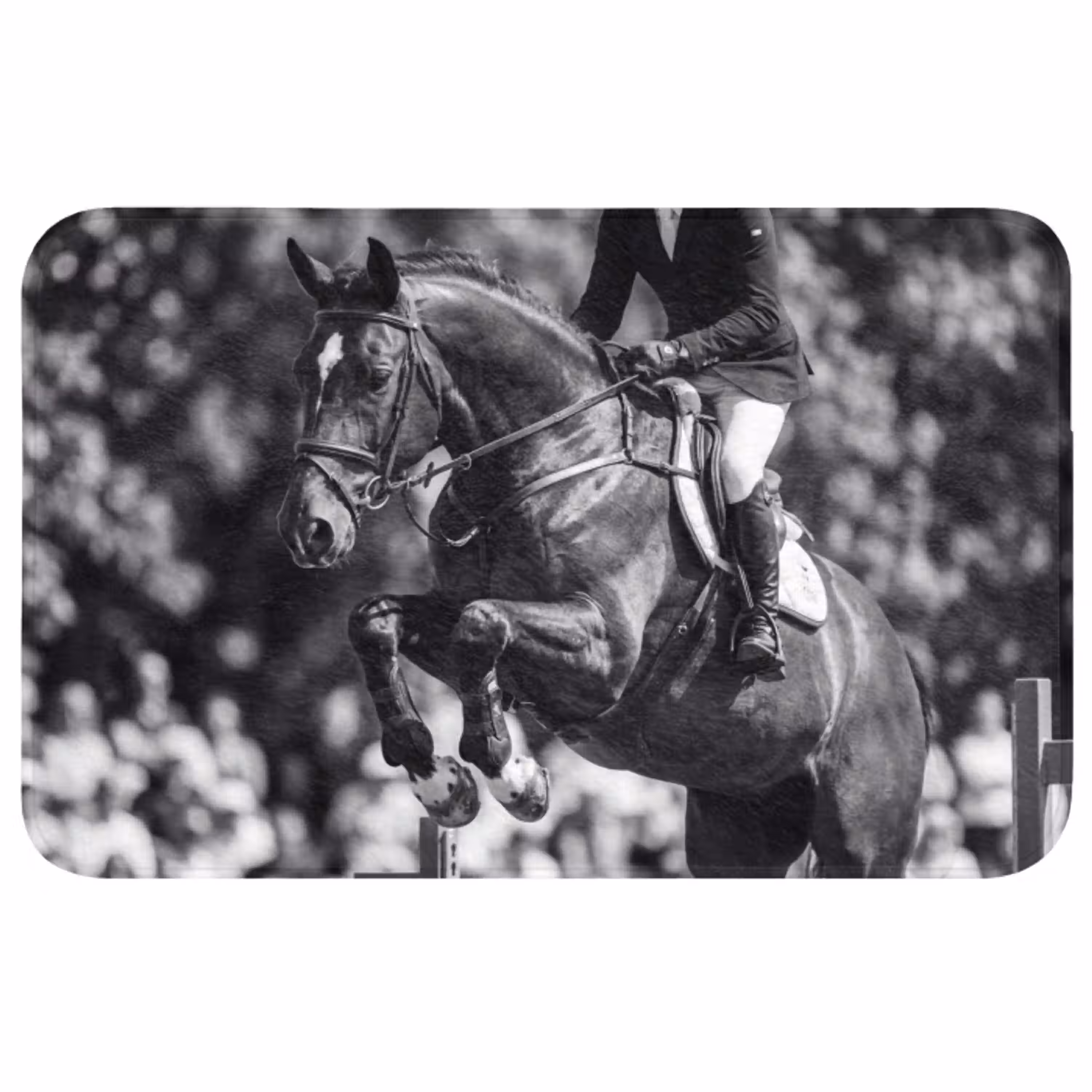 Springen - Paard - Zwart - Wit Badmat middel -3d
