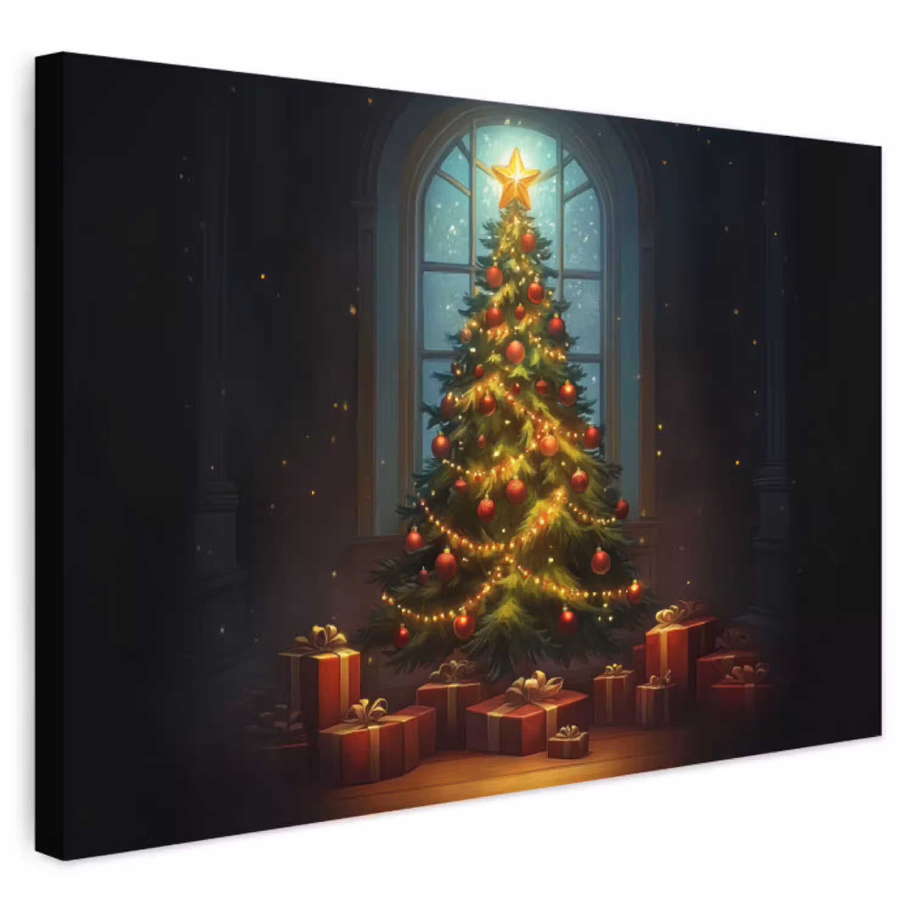 Kerstboom - Cadeau - Kerst - Winter Tuinposter op houten frame 2 cm dik klein -3d