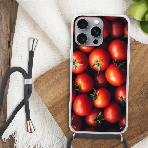 Groente - Rood - Tomaten Hoesje iPhone 16 Pro Max met koord klein -sfeer4