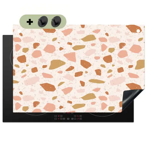 Terrazzo -  Patroon - Kleurrijk - Zalm Inductie beschemer met haakjes klein 777 -3d