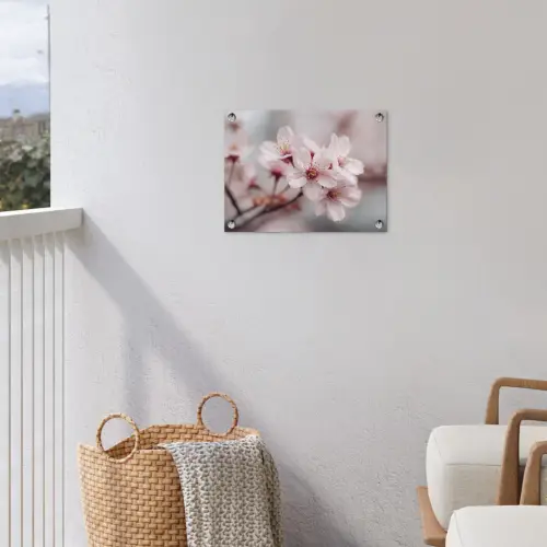 Bloesems - Meeldraden - Geel - Wazig tuinposter los doek klein -sfeer8