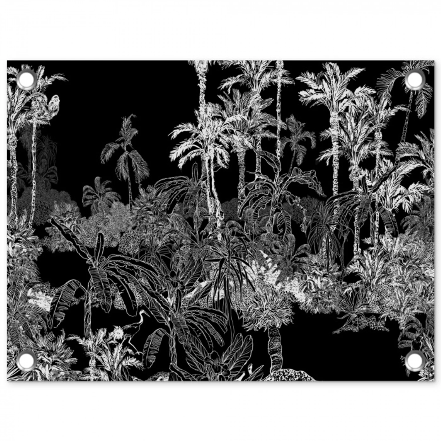 Tropisch - Jungle - Bomen - Bladeren tuinposter los doek klein -3d