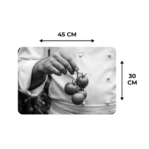 Tomaten - Chef - Zwart - Wit Placemat vinyl groot -specs