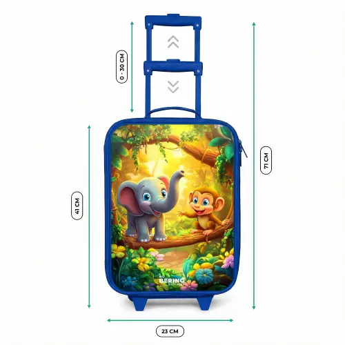 Olifant en aapje in kleurrijke jungle Kinderkoffer - Blauw klein -productfoto_formaten