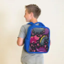 Dinosaurus - Kind - Patronen - Roze - Meisjes Kinderrugzak - Blauw middel -sfeer2
