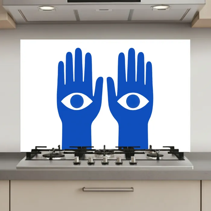 Handen - Twee - Ogen - Blauw keuken achterwand spatscherm klein -3d_website
