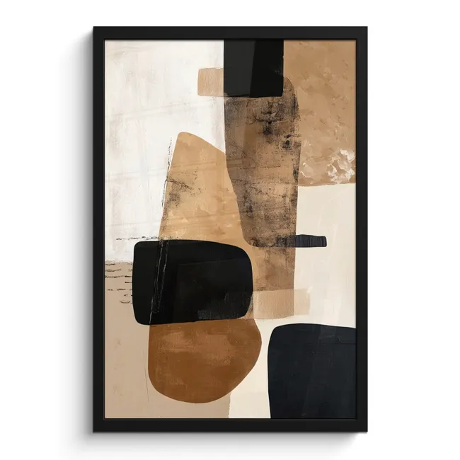 Poster met lijst - Vlakken - Abstract - Zwart - Strepen