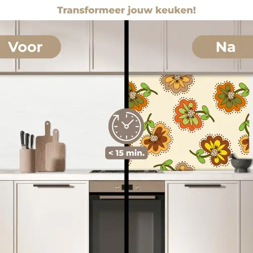 Design - Bloemen - Retro - Vintage keuken achterwand 2 middel 871 -voor-na2_NL