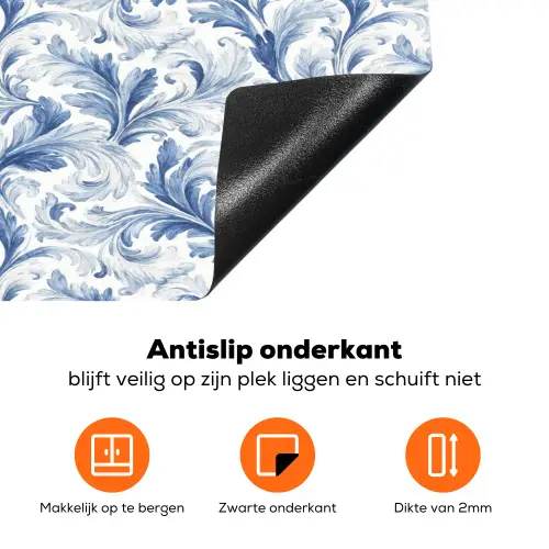 Frans - Citroen - Royaal - Bladeren - Blauw Inductie beschermer vinyl 3mm klein 276 -zzzzzzz-td-onderkant
