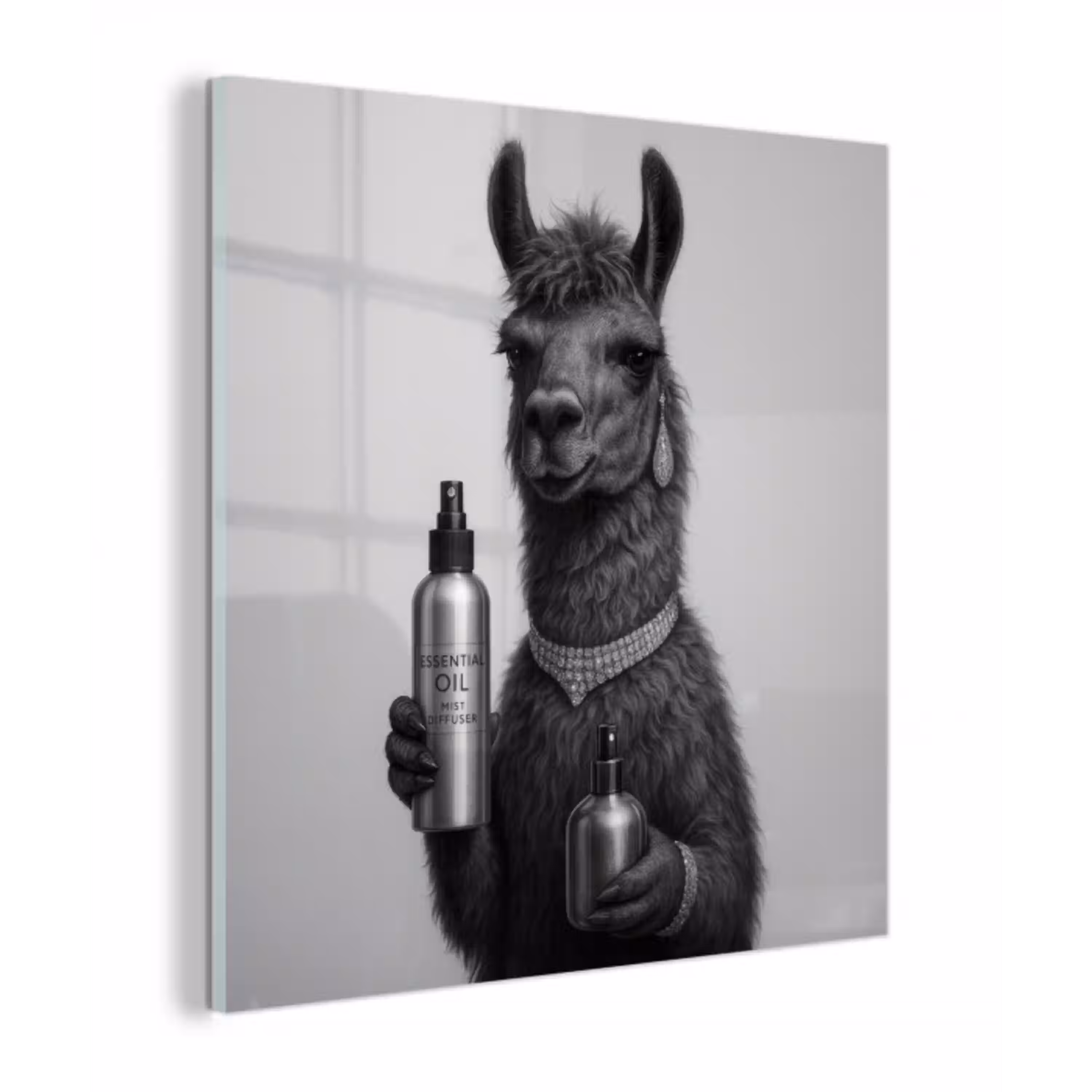 Lama - Flessen - Zwart - Wit plexiglas 5mm klein -z3d