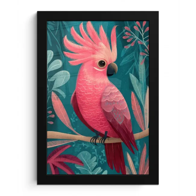 Kaketoe - Tropische bladeren - Tak fotolijst zwart zonder passe partout klein -3d