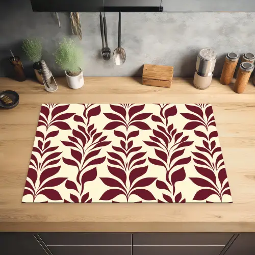 Abstract - Bladeren - Burgundy Inductie beschermer vinyl 3mm klein 276 -sfeer5