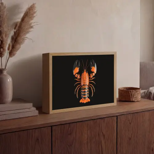 Kreeft - Oranje - Zwart - Modern Light Box met batterij (Wandlamp) middel -sfeer2