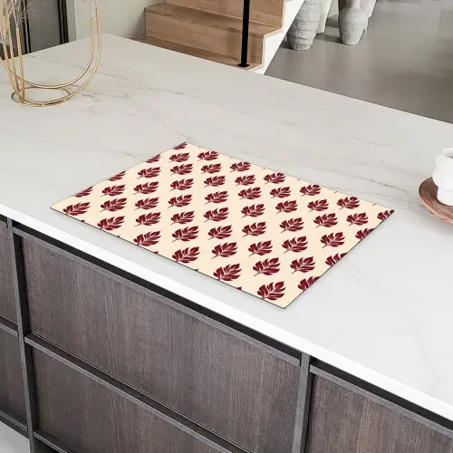 Botanisch - Patroon - Bordeaux Inductie beschermer vinyl 3mm klein 276 -sfeer8