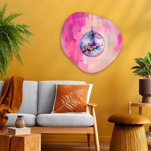 Discobal - Pink - Verf Wandcirkel Organisch Aluminium middel -sfeer4