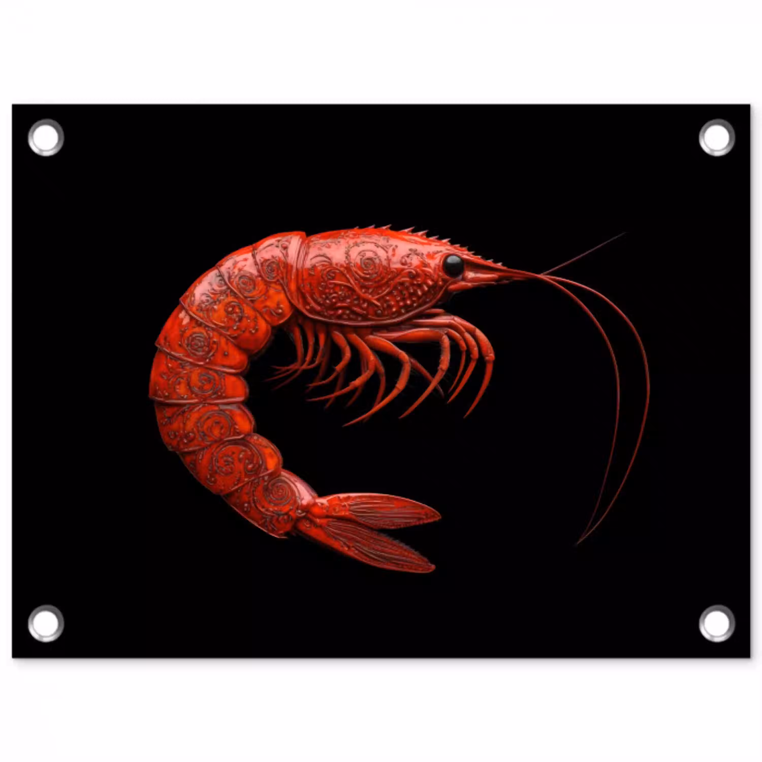 Garnaal - Rood - Dieren tuinposter los doek klein -3d