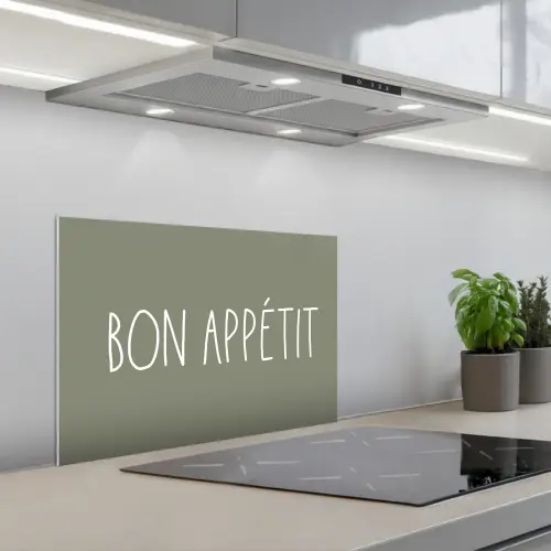 Spreuken - Bon appétit - Quotes - Eet smakelijk - Eten keuken achterwand spatscherm klein -3d_schuin