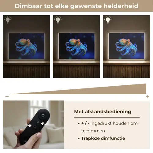 Octopus - Stippen - Blauw - Zee Light Box met batterij (Wandlamp) middel -USP_dimbaarNL
