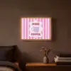 More coffee - Roze - Paars - Strepen - Mok Light Box met batterij (Wandlamp) middel -sfeer4