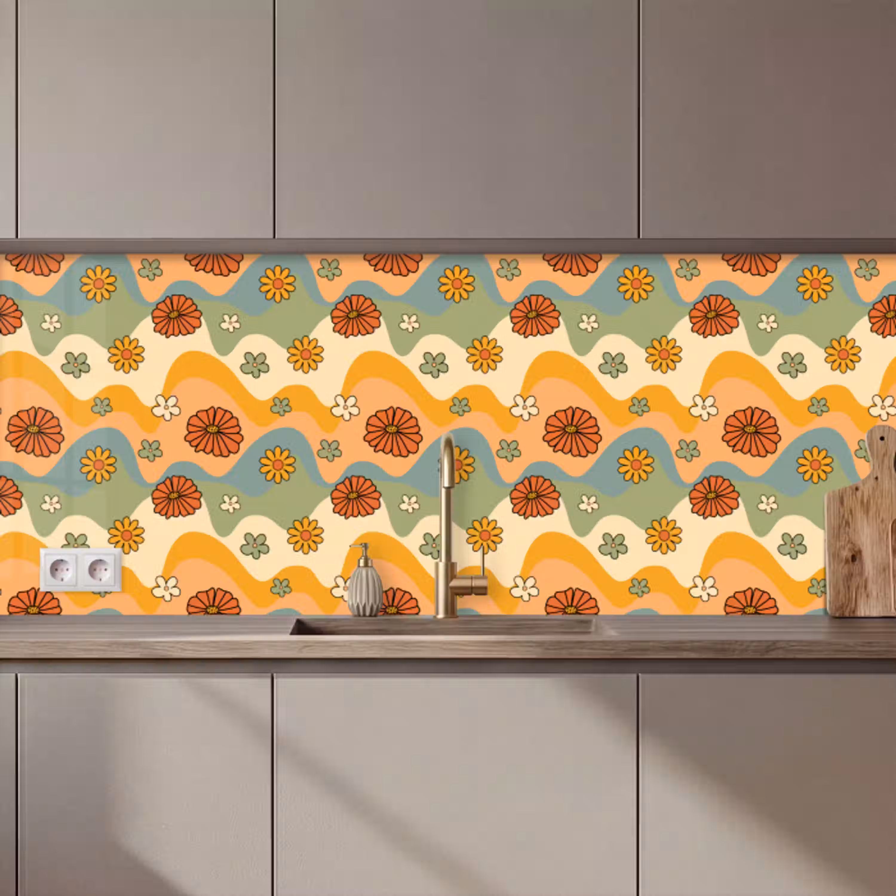 Patronen - Bloemen - Vintage keuken achterwand 2 middel 871 zz_3dshopping