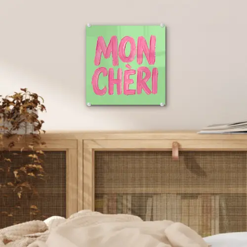 Mon cheri - Groen - Roze plexiglas 5mm klein -sfeer4