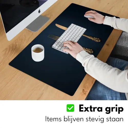 Bestek - Donkerblauw - Goud Muismat XXL klein -sfeer3