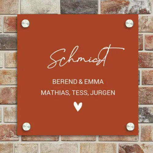 Roestbruin - Sierlijk Naambord Vierkant klein -sfeer2