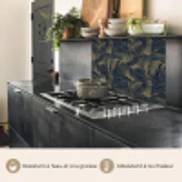 Abstract - Lijnen - Blauw - Goud keuken achterwand 2 middel 865 -usp_FR