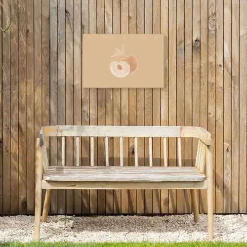 Perzik - Lijntekening - Pit - Beige Tuinposter op houten frame 2 cm dik klein -sfeer4