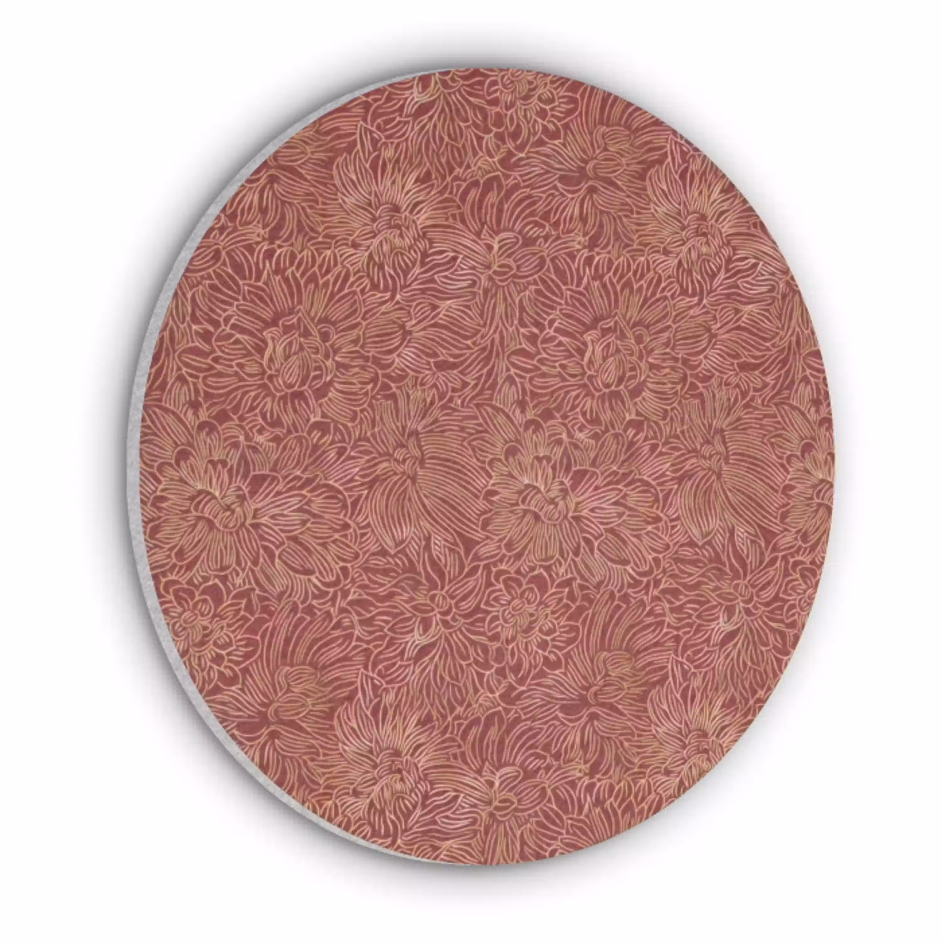 Bloemen - Motief - Rood Akoestische PET Vilt - Rond klein 838 -3d