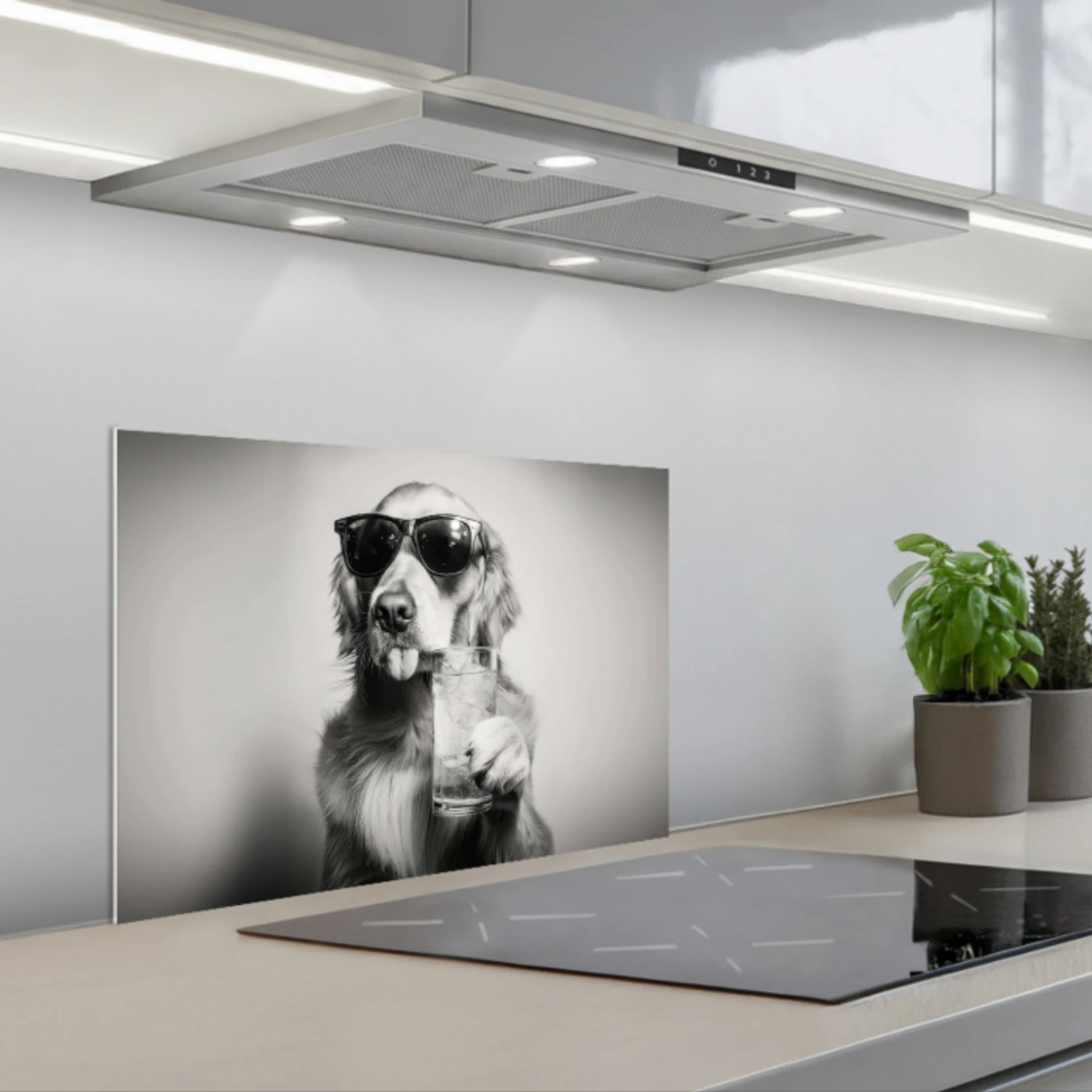 Golden retriever - Hond - Zonnebril - Gkas keuken achterwand spatscherm klein -3d_schuin
