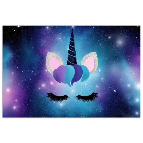Eenhoorn - Sterren - Magisch - Blauw poster papier klein -3d