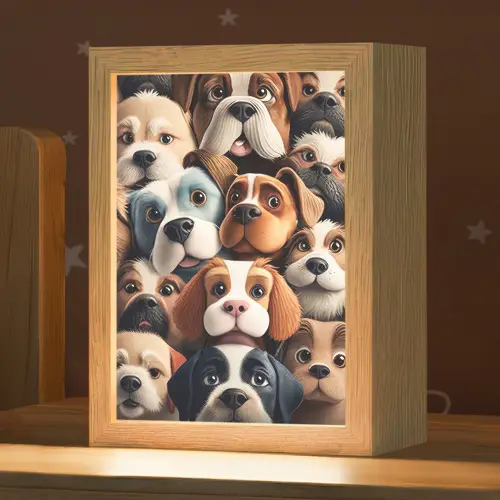Hond - Patronen - Dieren - Bruin - Meisje - Jongen Light Box met kabel klein -zzz_3d_website