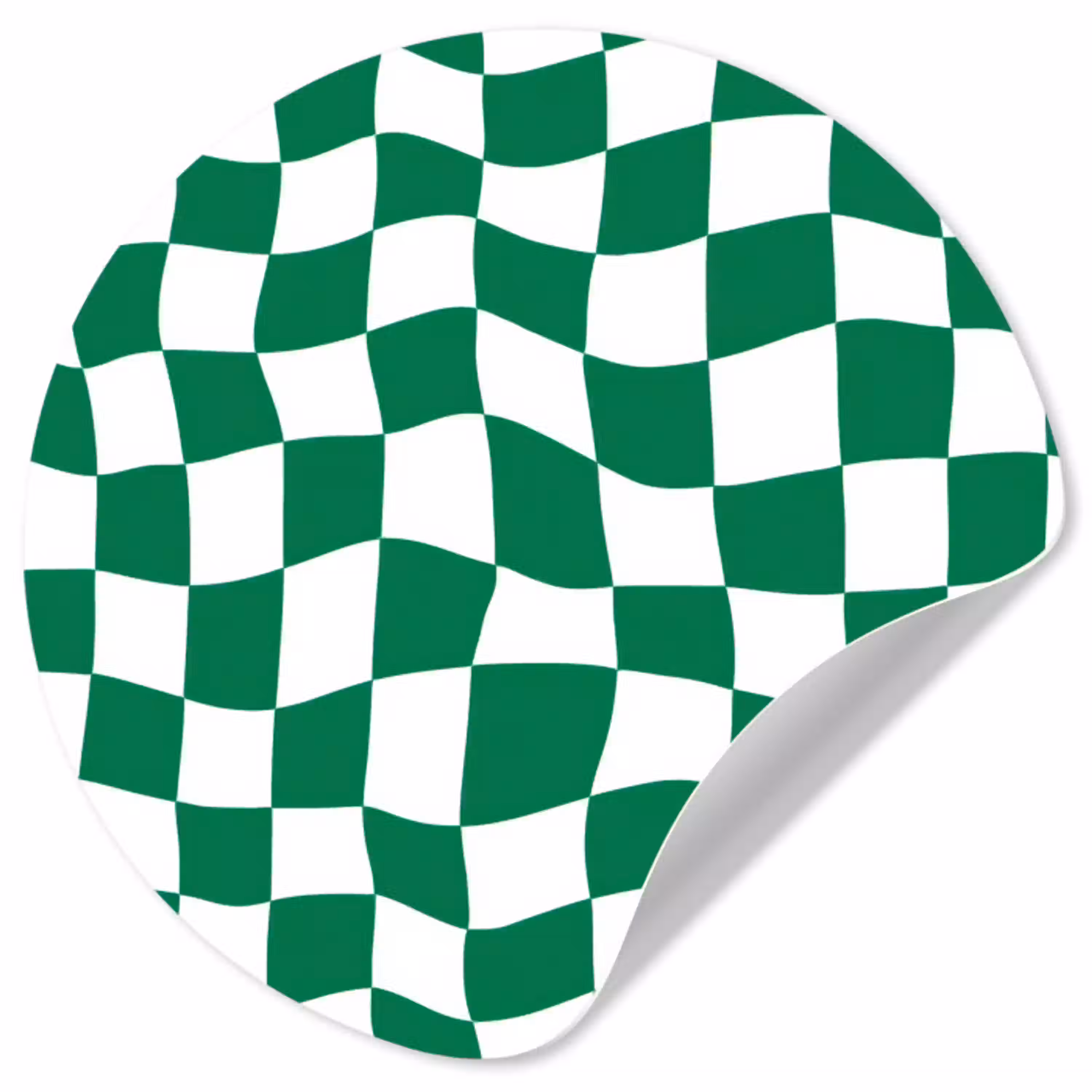 Schaakbord - Golvend - Groen Wandcirkel behangsticker klein 186 -3d