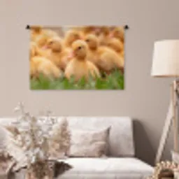 Pijltje - Eend - Natuur - Geel Wandkleed katoen middel -sfeer4