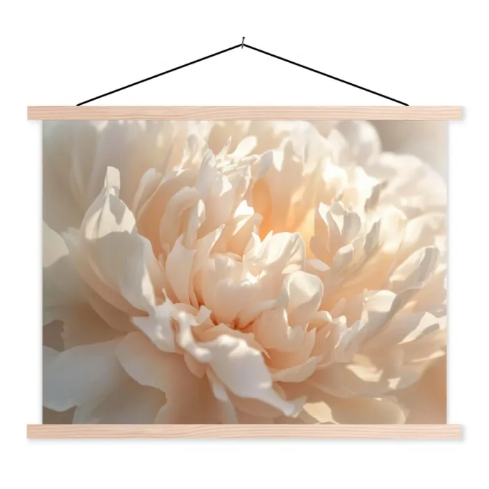 Close up - Pioenroos - Lichtroze textielposter latten blank klein -3d