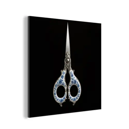 Schaar - Delfts blauw - Zwart aluminium wit klein -3d