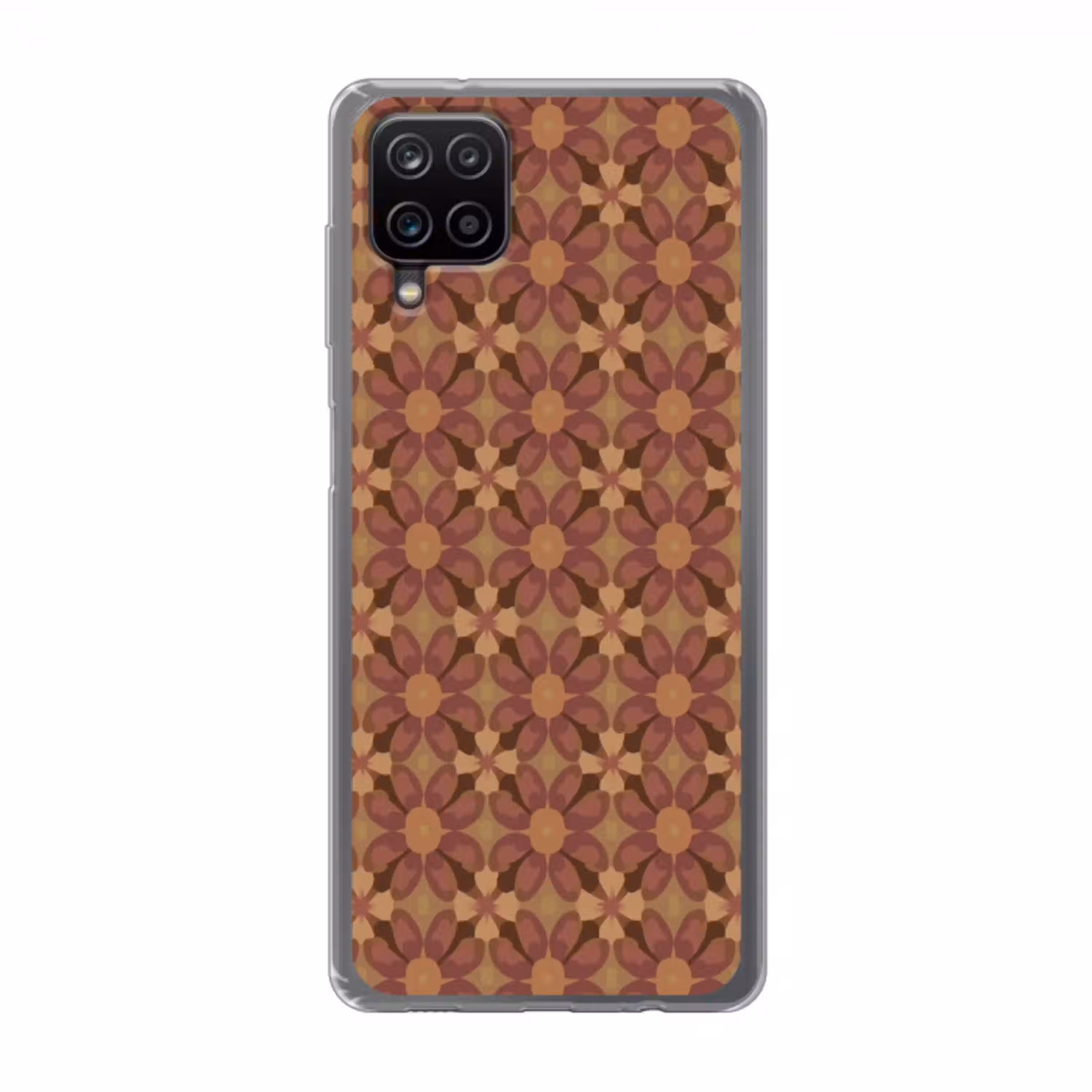 Retro - Bloemen - Bruin Telefoonhoesje Samsung Galaxy A12 klein 372 -3d