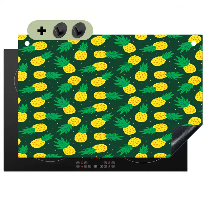 Donkergroen - Ananas - Bladeren Inductie beschemer met haakjes klein 777 -3d