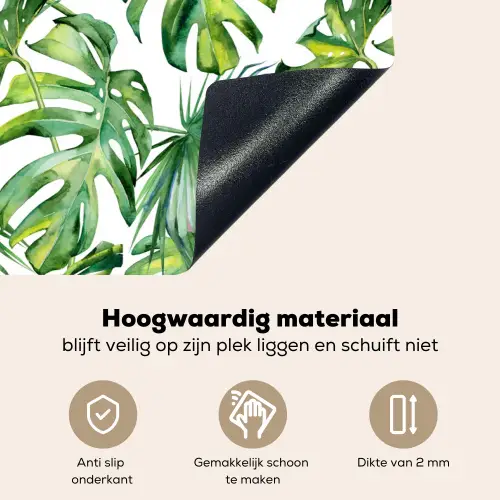 Bladeren - Monstera - Jungle - Tropical Inductie beschemer met haakjes klein -ky-onderkant-nl