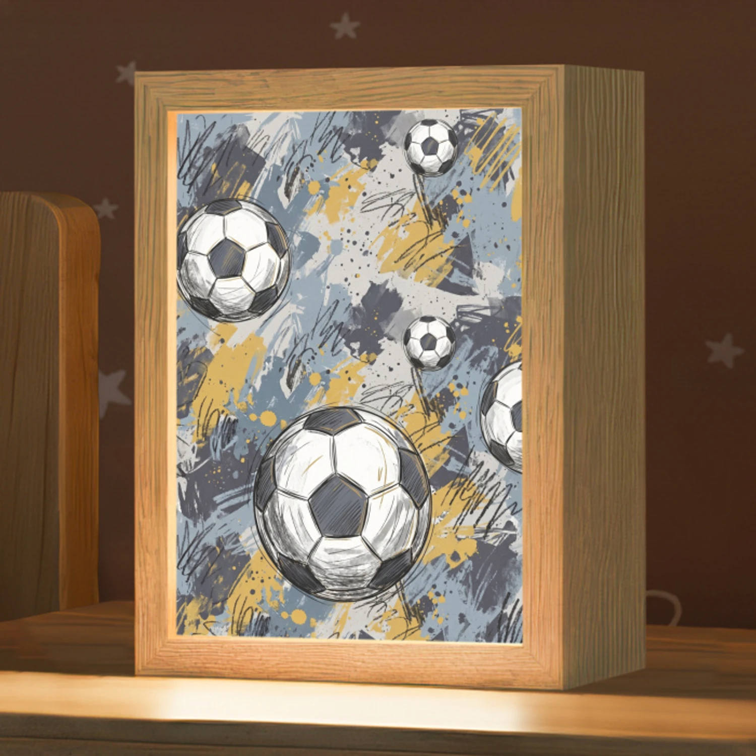Voetbal - Abstract - Sport - Kleurrijk Light Box met kabel (Kinderlampje) klein -zzz_3d_website