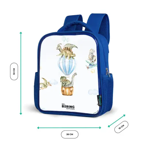 Dwalende dino's Kinderrugzak - Blauw middel -productfoto_formaten