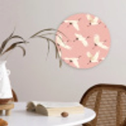 Modern - Kraanvogels - Roze Wandcirkel kunststof plaat 5mm dik klein 188 -sfeer4